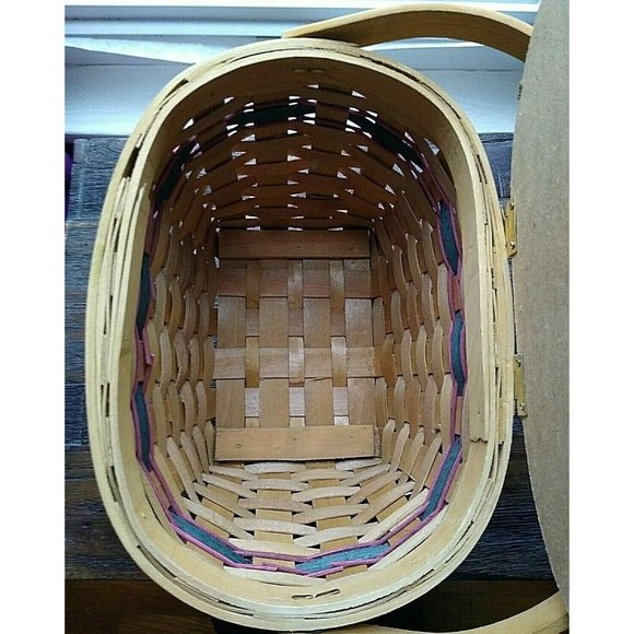 Wicker Basket Handled Snowman Hinged Lid Winter Christmas Storage Display - Picture 4 of 4